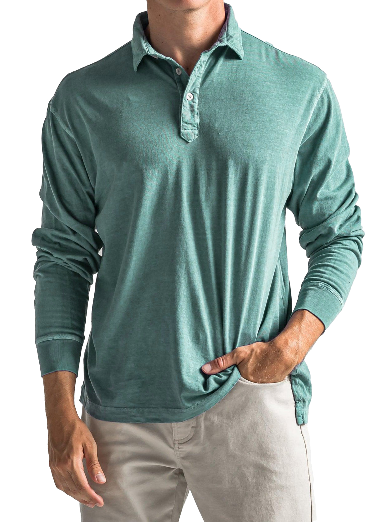 Men's Cotton Vintage Casual Everyday Long Sleeve Polo