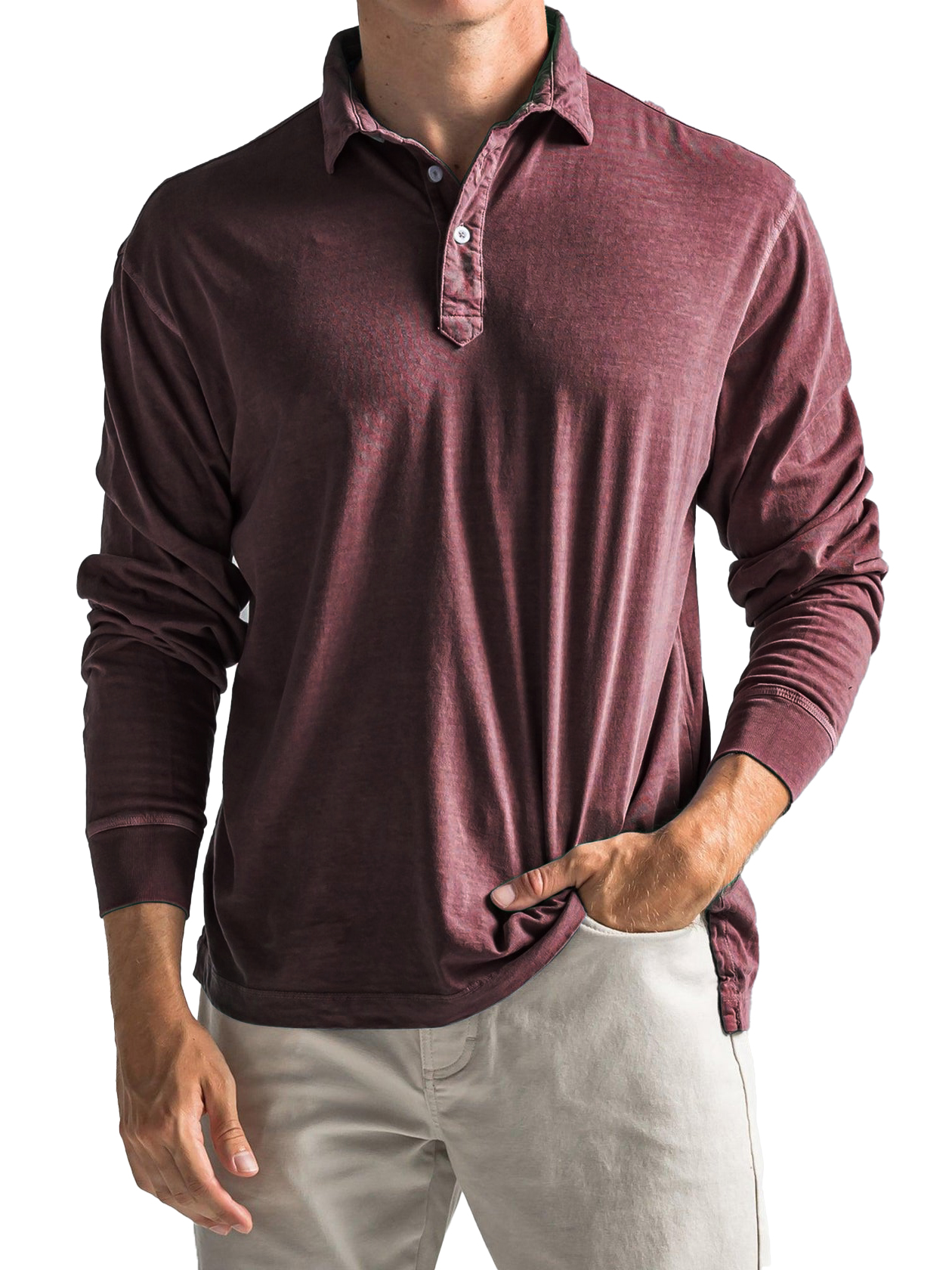 Men's Cotton Vintage Casual Everyday Long Sleeve Polo