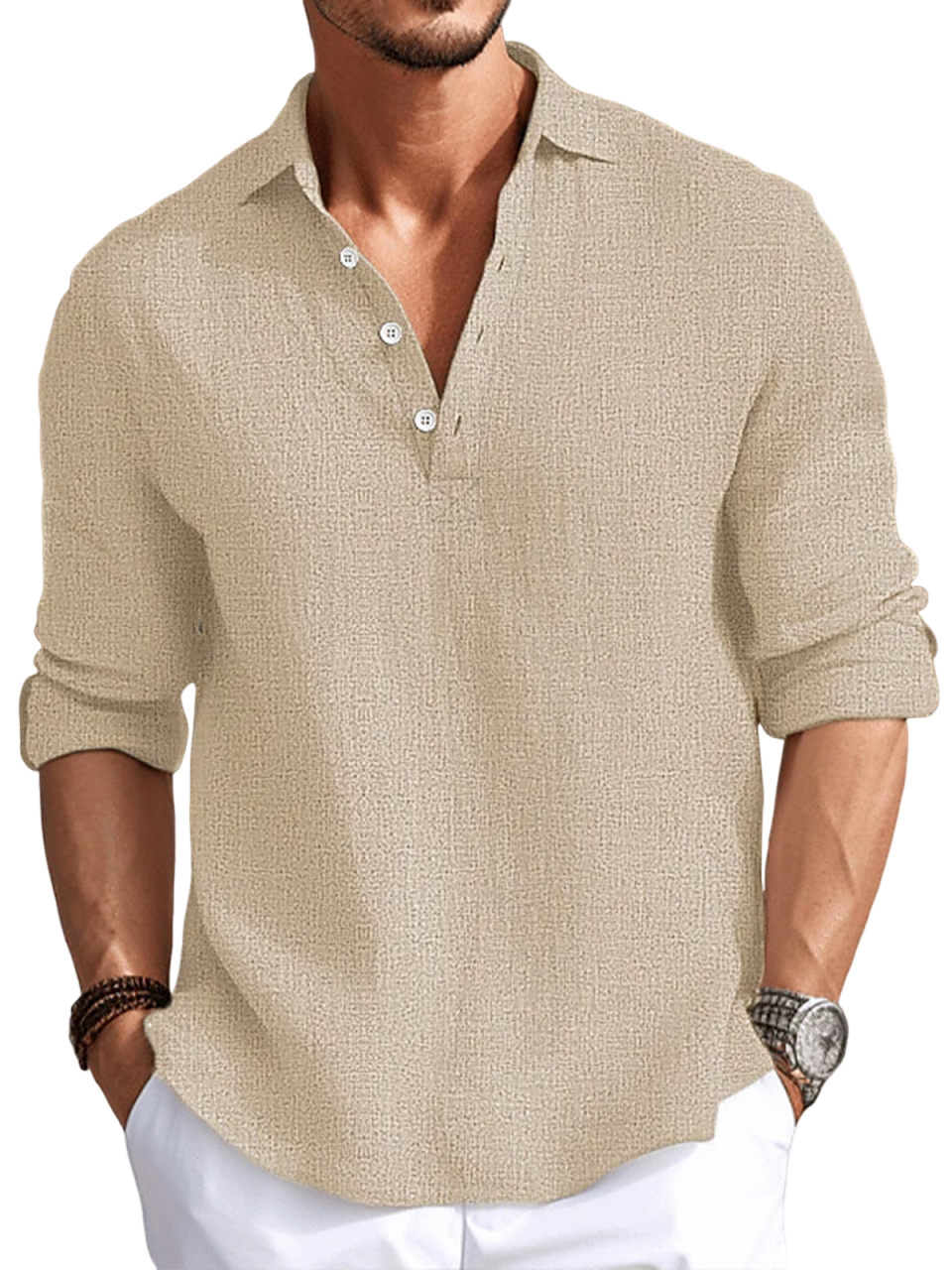 Men's Vintage Linen Polo Shirt