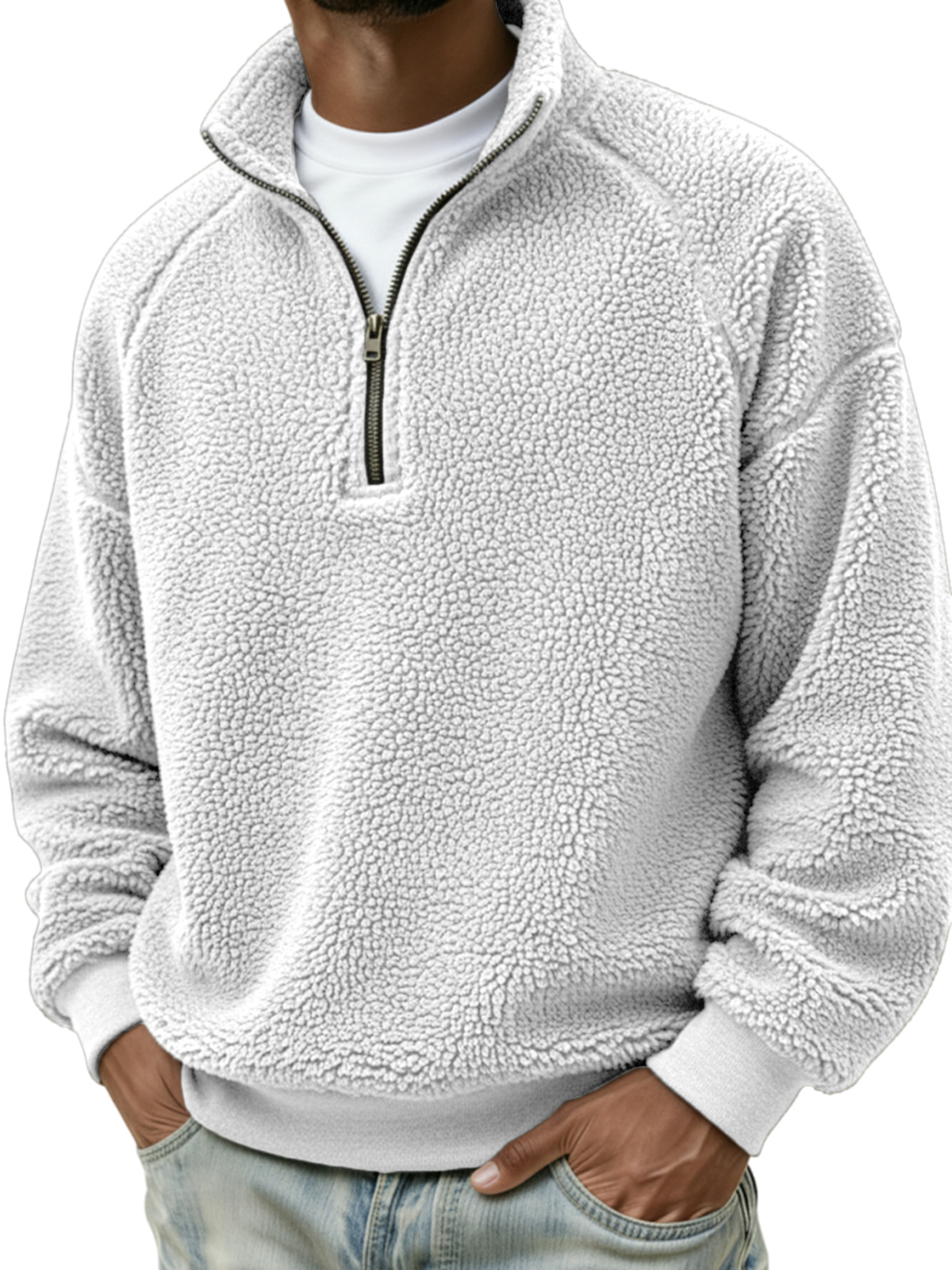 Men's Comfort Sherpa Quarter Zip Warm Pullover Polo Shirt