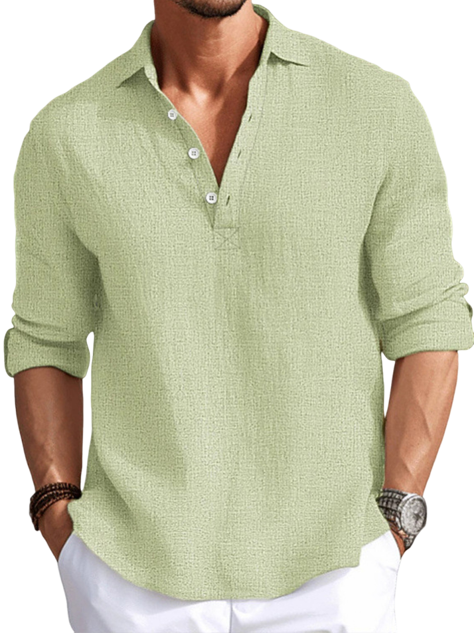 Men's Vintage Linen Polo Shirt