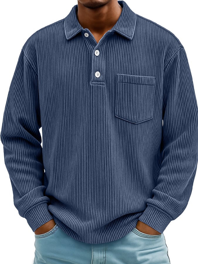 Men's Vintage Corduroy Pocket Polo Shirt