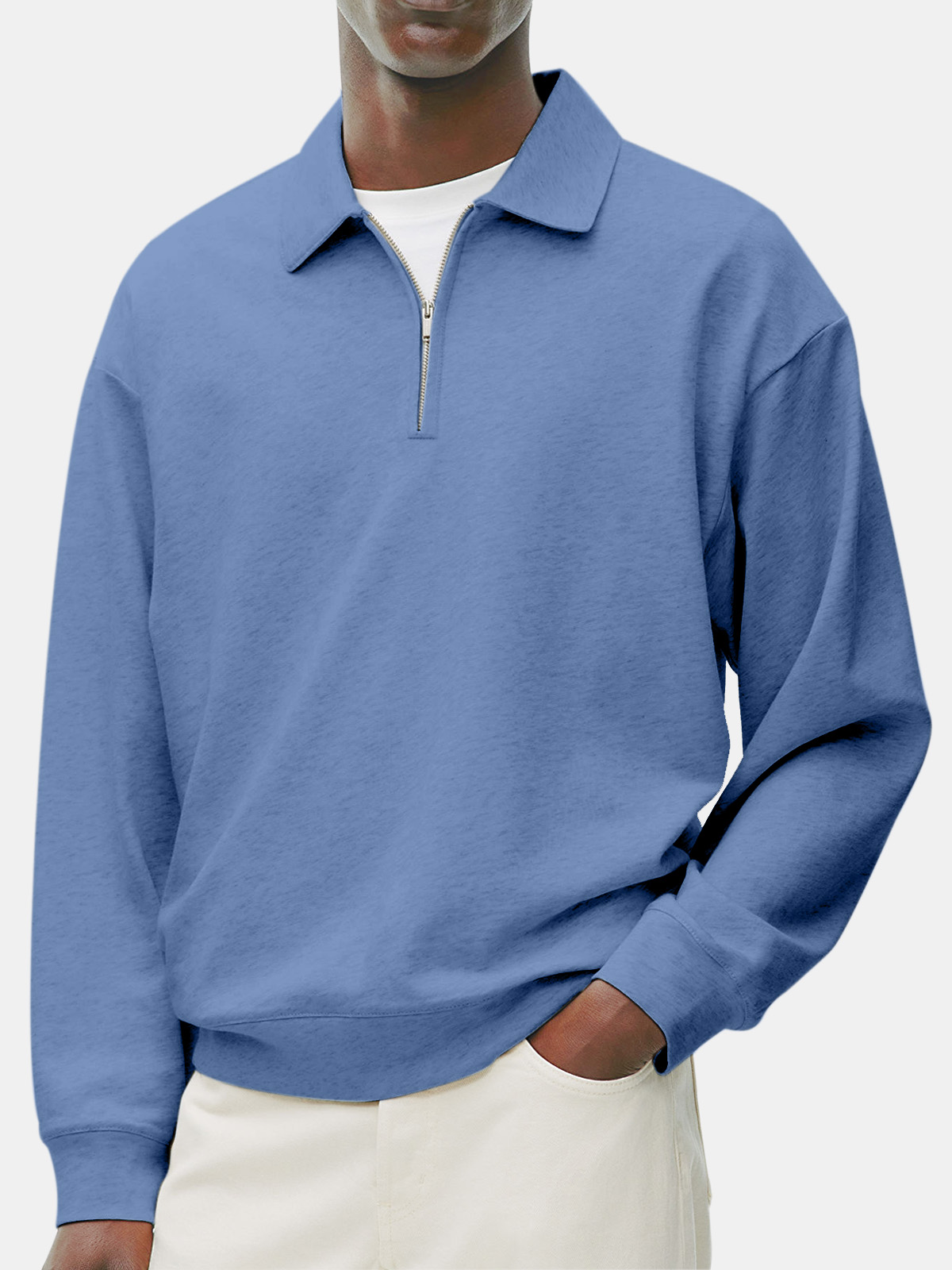 Men's Retro Casual Daily Comfort Zipper Long Sleeve Polo Shirt