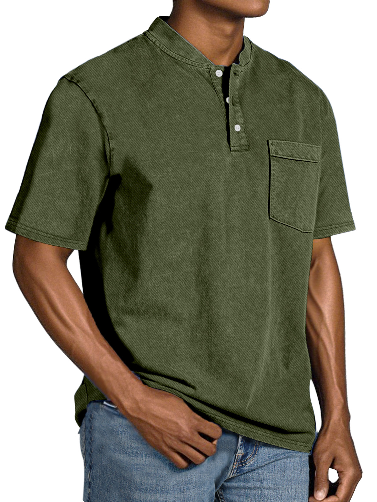 Men's Casual Simple Vintage Button Short Sleeve Henley Shirt