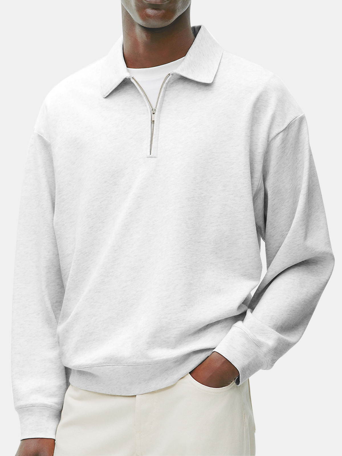 Men's Retro Casual Daily Comfort Zipper Long Sleeve Polo Shirt