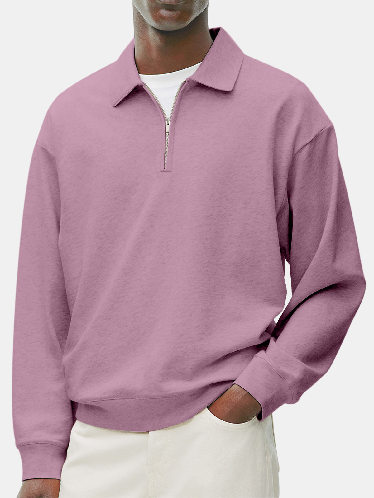 Men's Retro Casual Daily Comfort Zipper Long Sleeve Polo Shirt