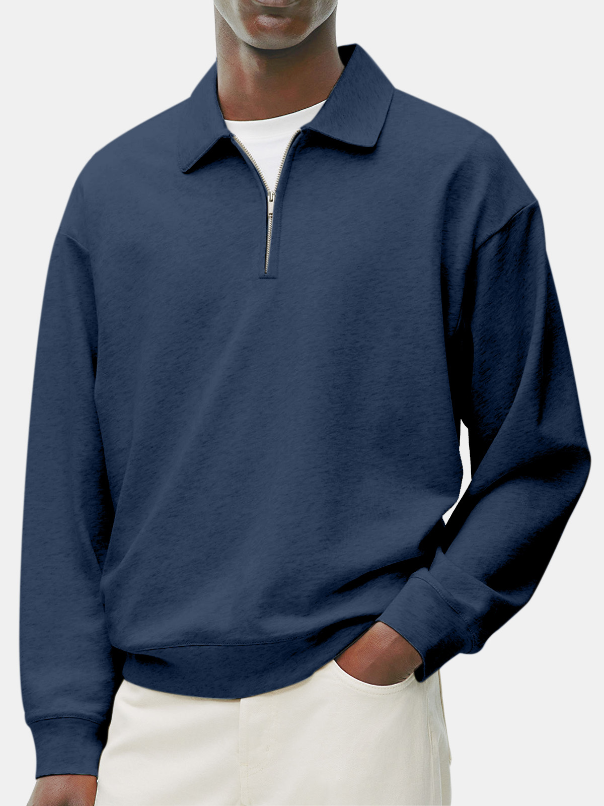 Men's Retro Casual Daily Comfort Zipper Long Sleeve Polo Shirt