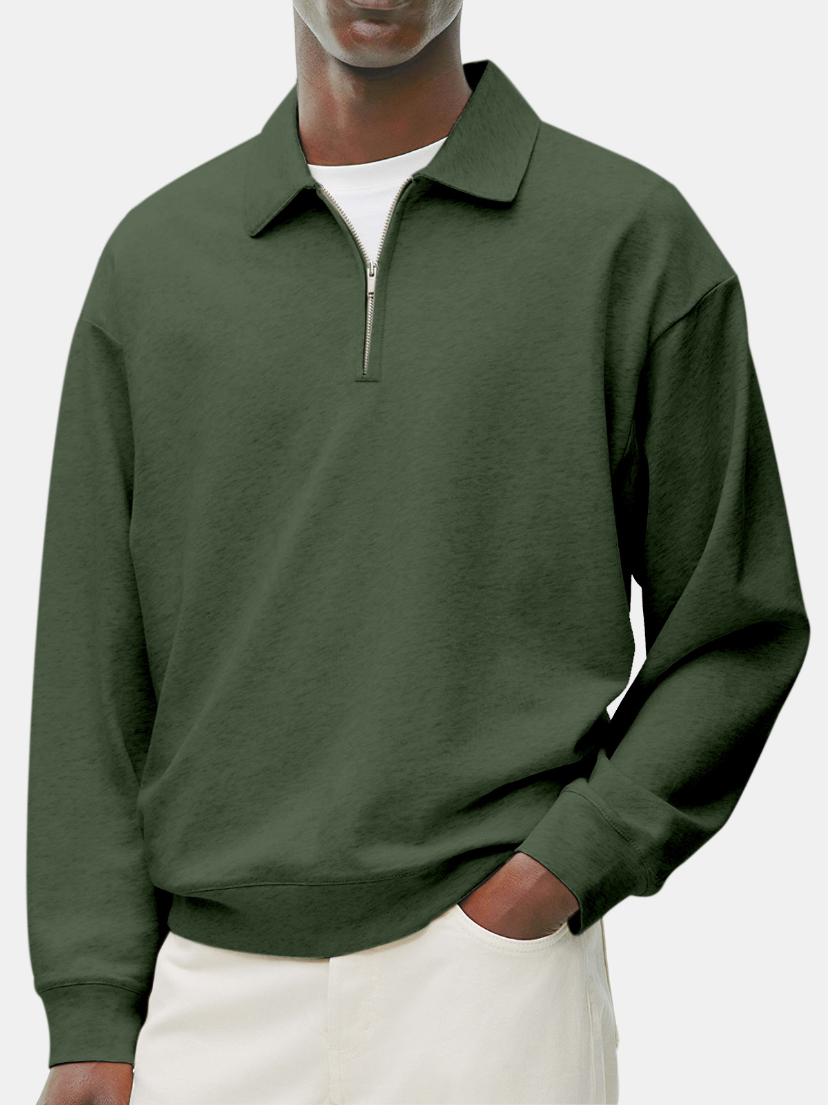 Men's Retro Casual Daily Comfort Zipper Long Sleeve Polo Shirt
