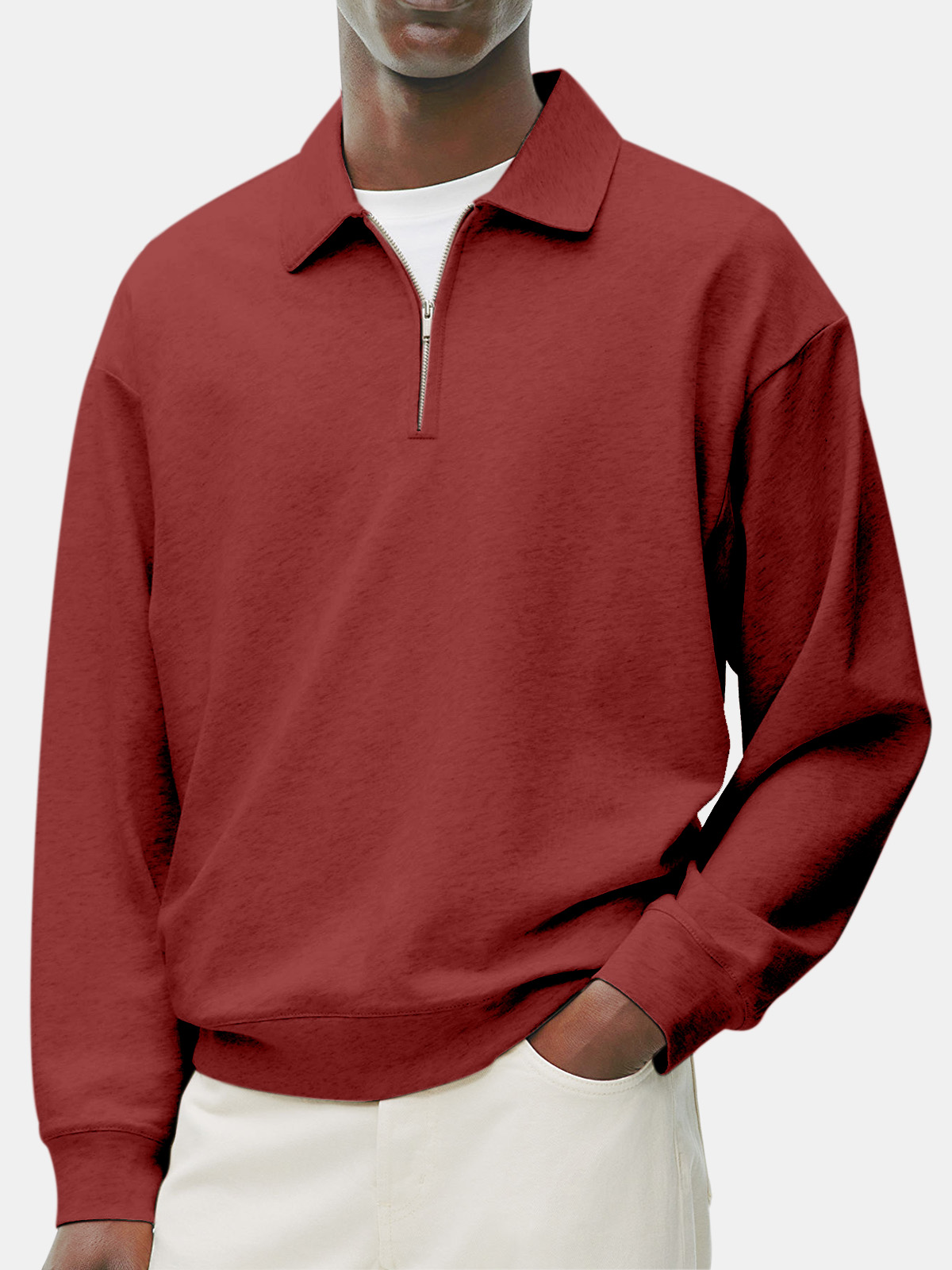 Men's Retro Casual Daily Comfort Zipper Long Sleeve Polo Shirt