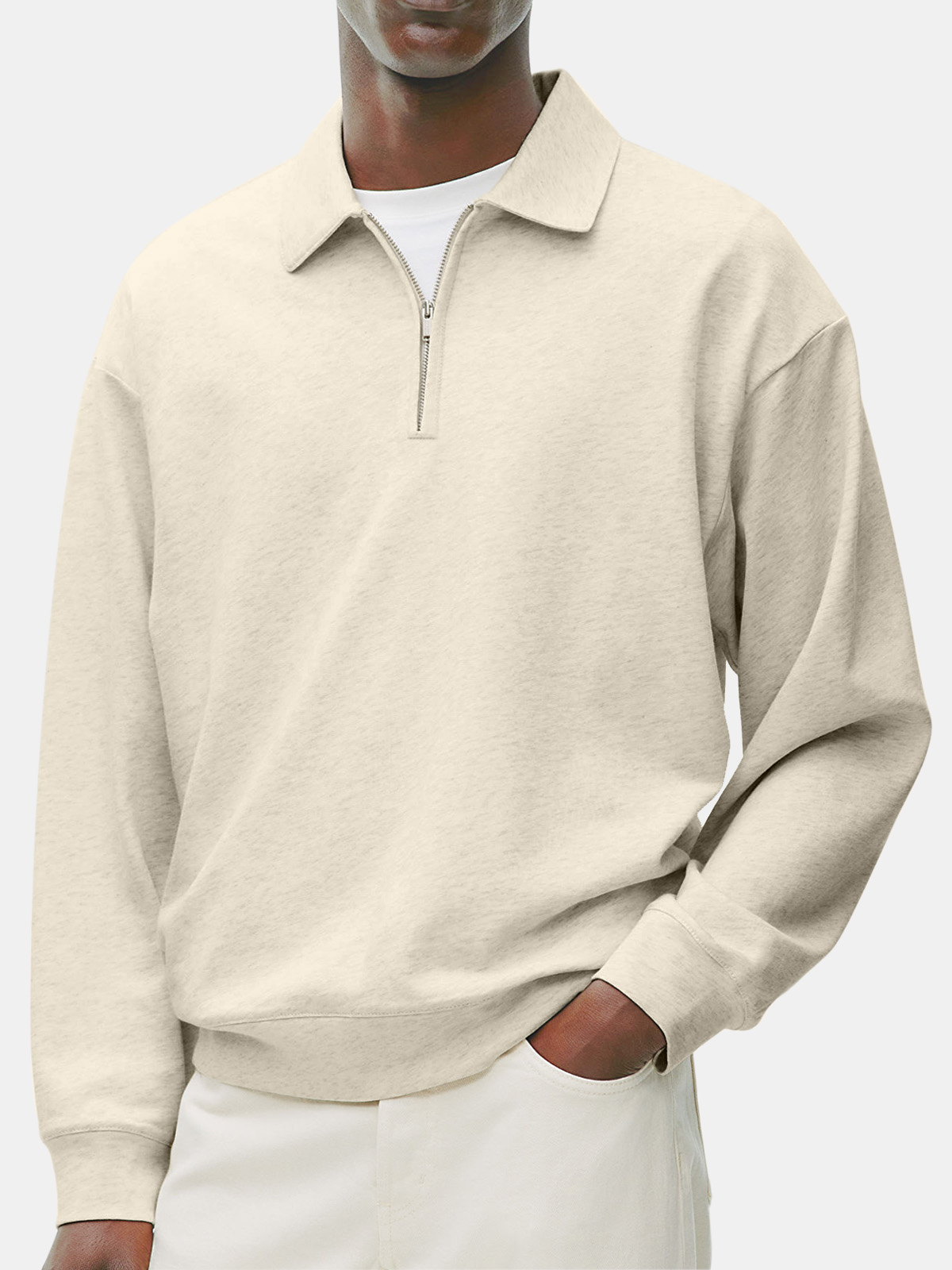 Men's Retro Casual Daily Comfort Zipper Long Sleeve Polo Shirt