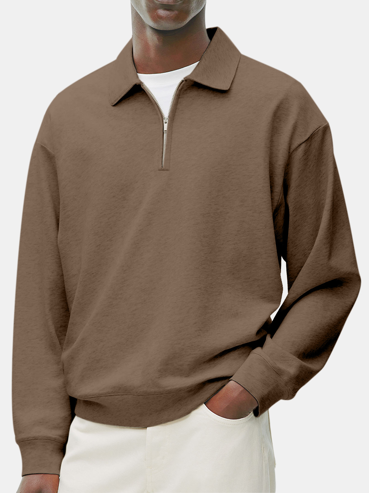 Men's Retro Casual Daily Comfort Zipper Long Sleeve Polo Shirt