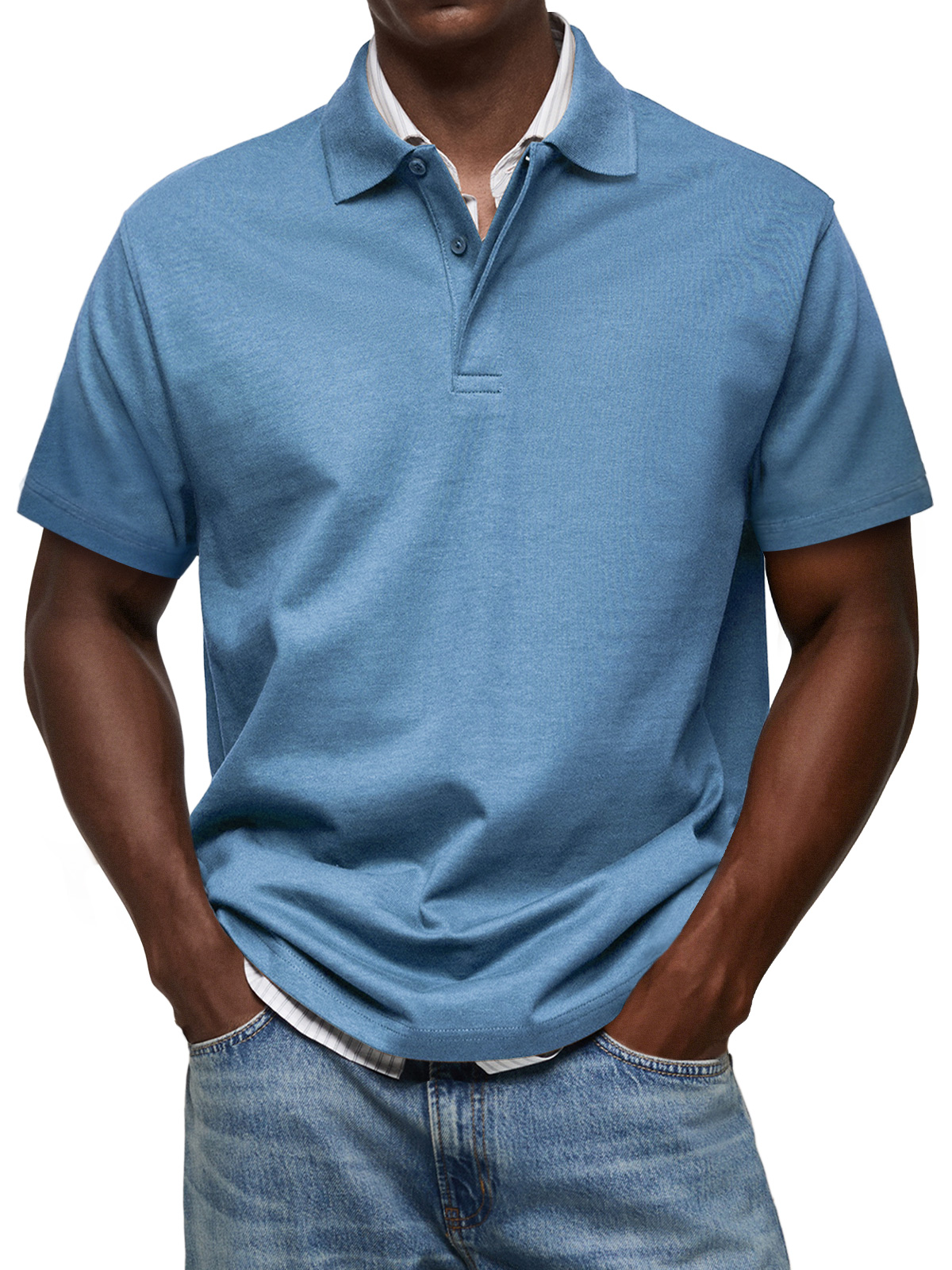 Men's Casual Lapel Button Up Comfortable Short Sleeve POLO Shirt