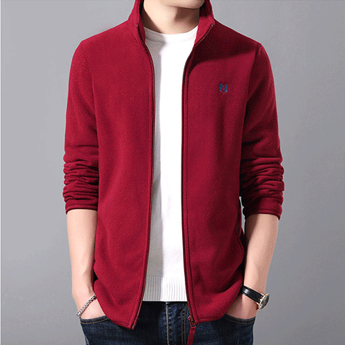 Men Fashion Polar Fleece Jacket Male Stand