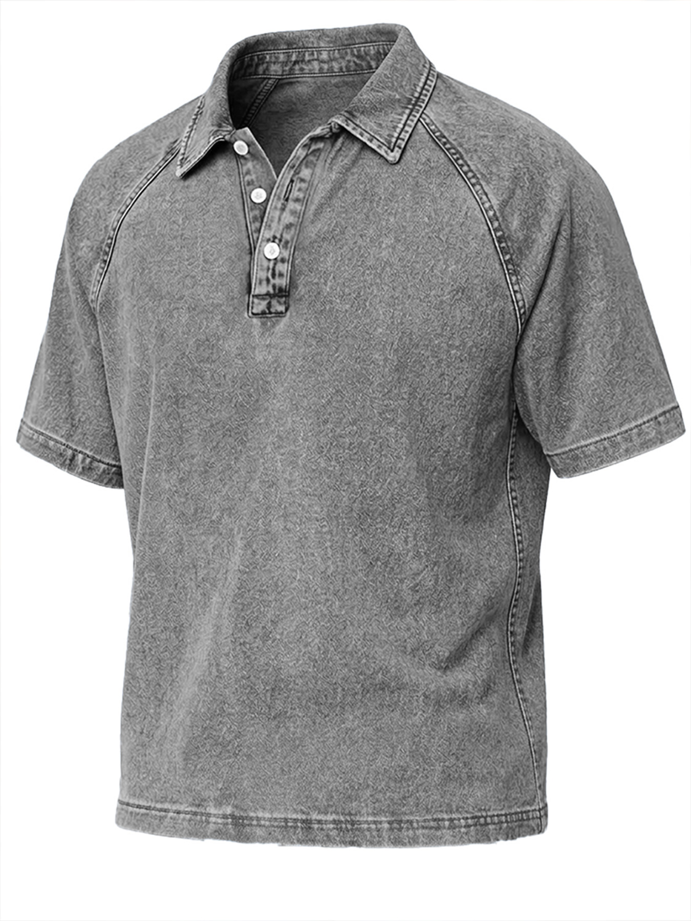 Men's Retro Raglan Collar Button Casual Short-sleeve Polo Shirt