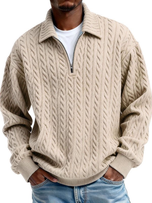 Elovard® Jacquard Men's Zipper Hooded Sweatshirt Big & Tall