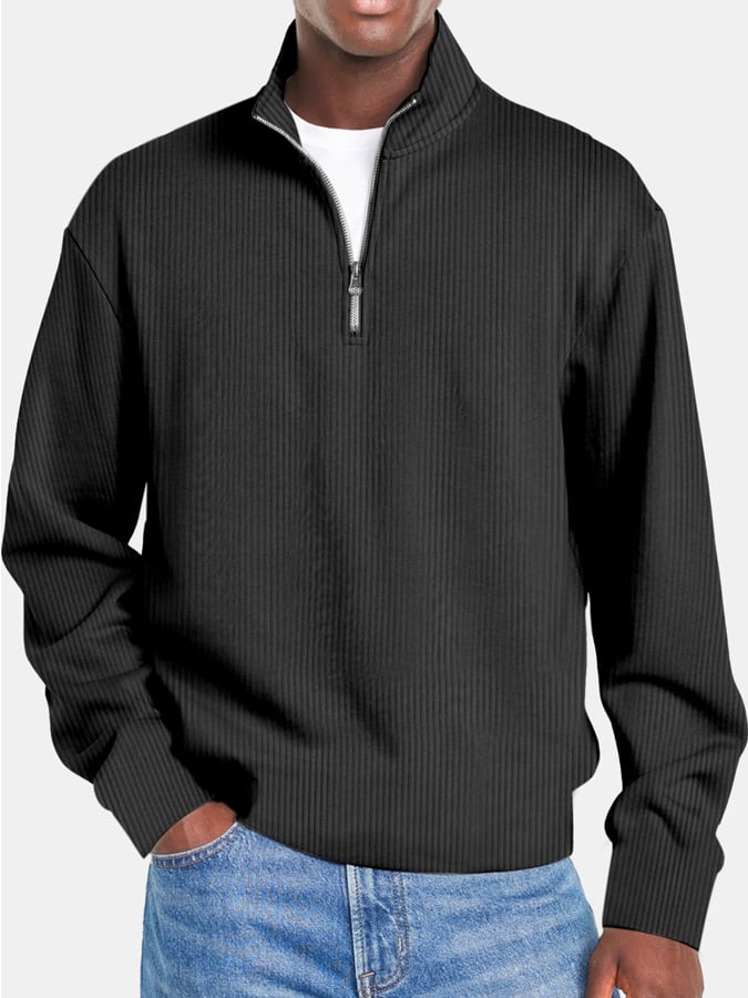 Men's Retro Ridge Zipper Stand Collar Sweatshirt