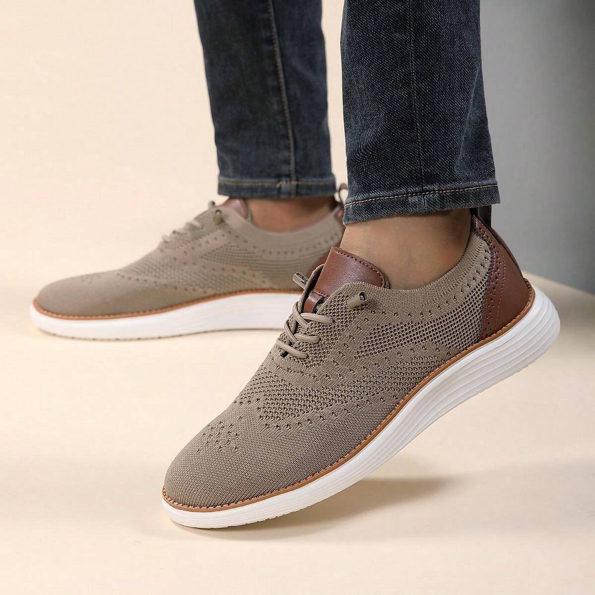 Men's knitted mesh breathable arch support casual sports shoes