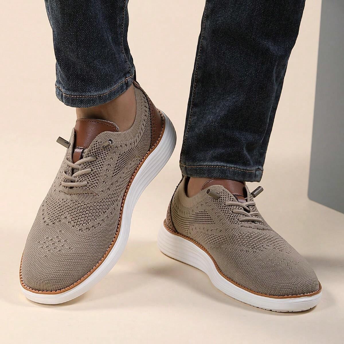 Men's knitted mesh breathable arch support casual sports shoes