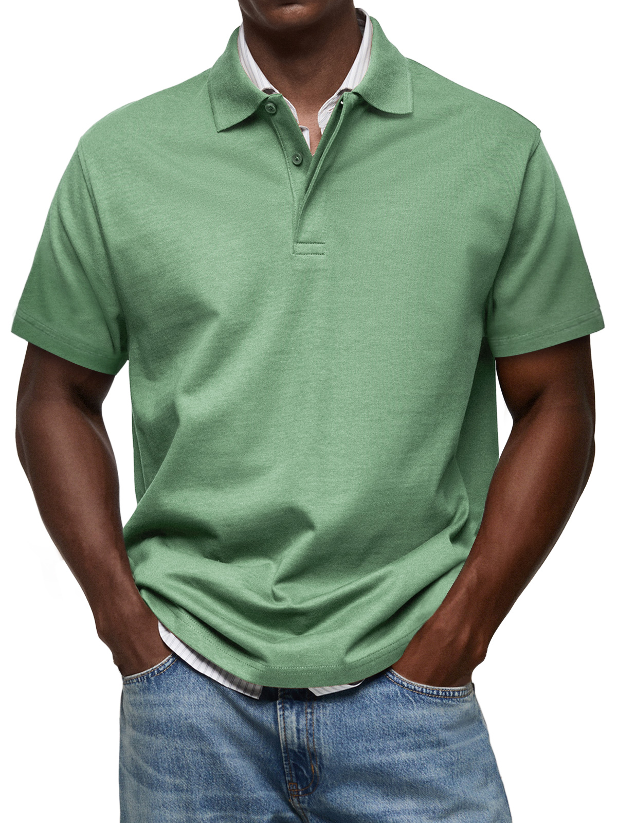 Men's Casual Lapel Button Up Comfortable Short Sleeve POLO Shirt