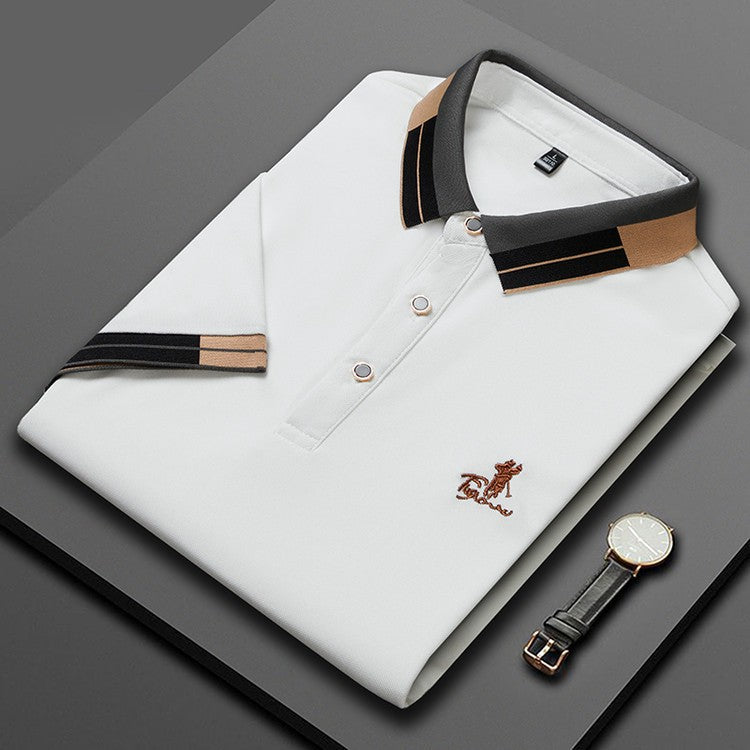 Men's embroidered business casual short-sleeved polo shirt