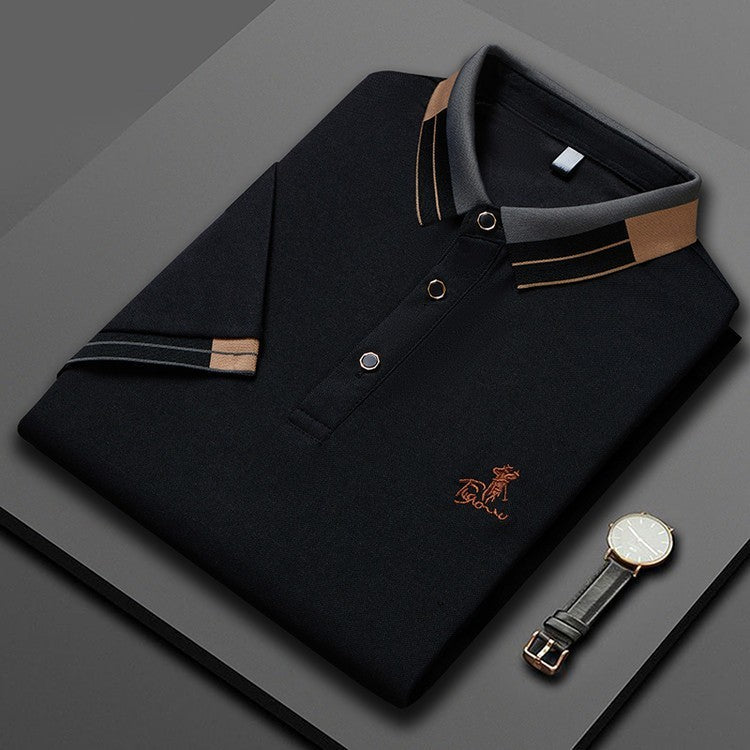 Men's embroidered business casual short-sleeved polo shirt