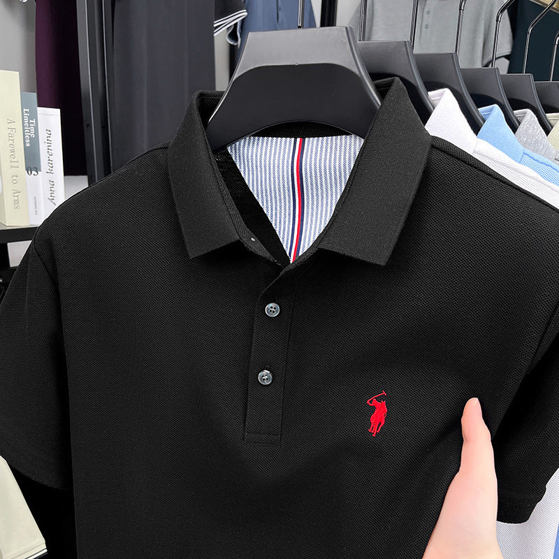 Men's cotton embroidered short-sleeved polo shirt