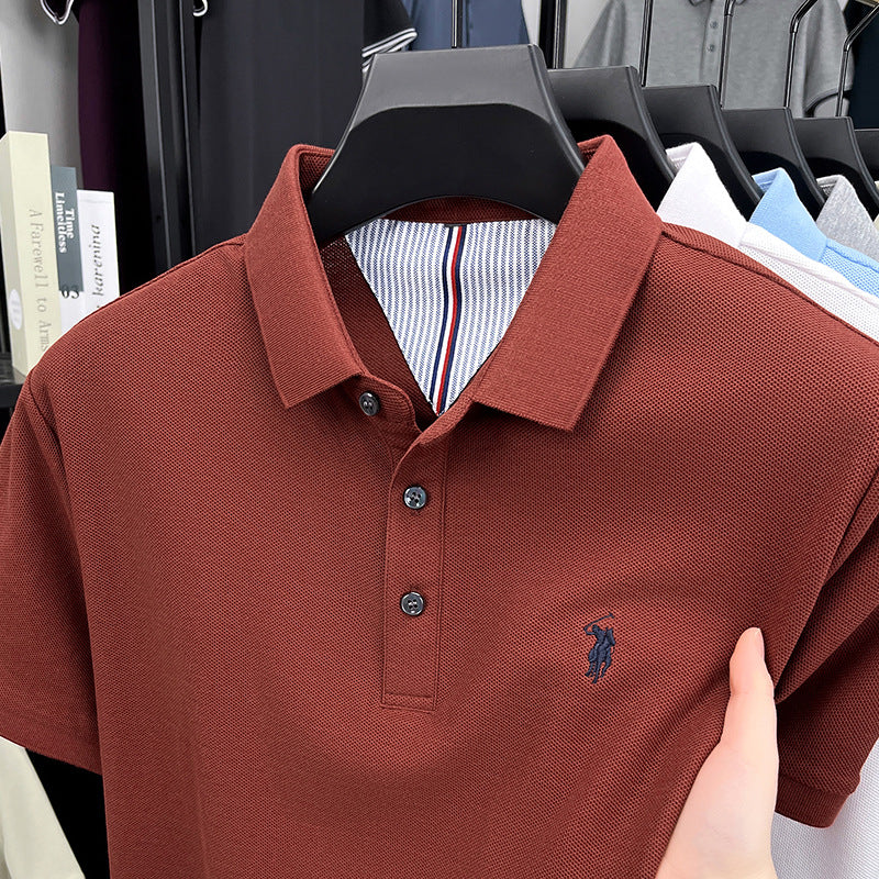 Men's cotton embroidered short-sleeved polo shirt