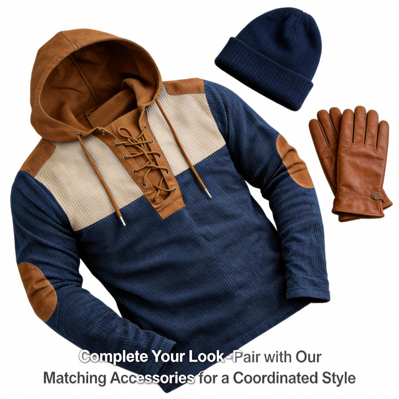 ⏰Promotion 50% OFF -Men’s Retro Lace-Up Hooded Pullover