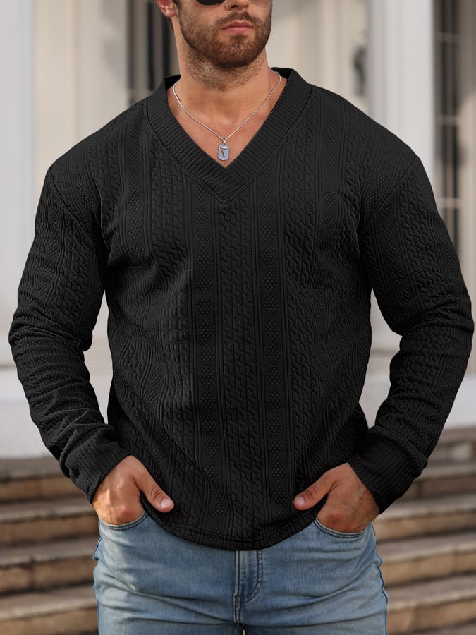 Men's Retro Comfortable V-Neck Sweatshirt