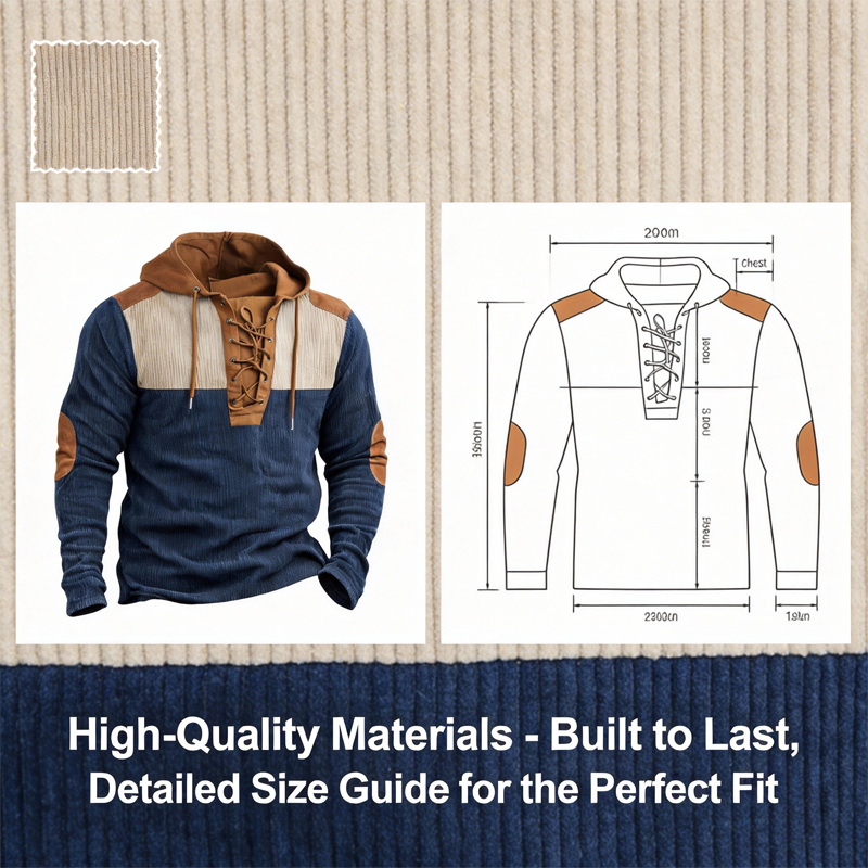 ⏰Promotion 50% OFF -Men’s Retro Lace-Up Hooded Pullover