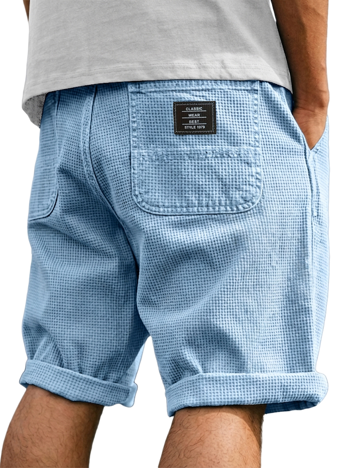 Men's Stylish Waffle-Knit Shorts with Four Pockets