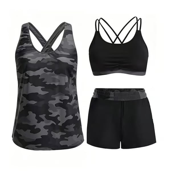 ⏰LAST DAY 49% OFF - 3 Piece Tankini with Shorts 🔥