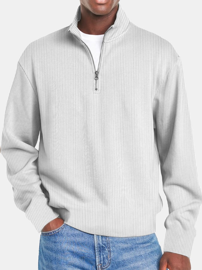 Men's Retro Ridge Zipper Stand Collar Sweatshirt