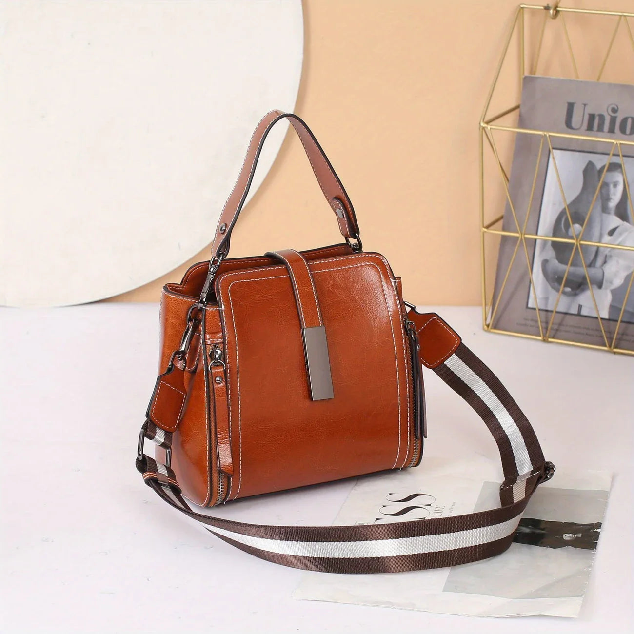 Genuine Leather Women's Crossbody Tote Bag