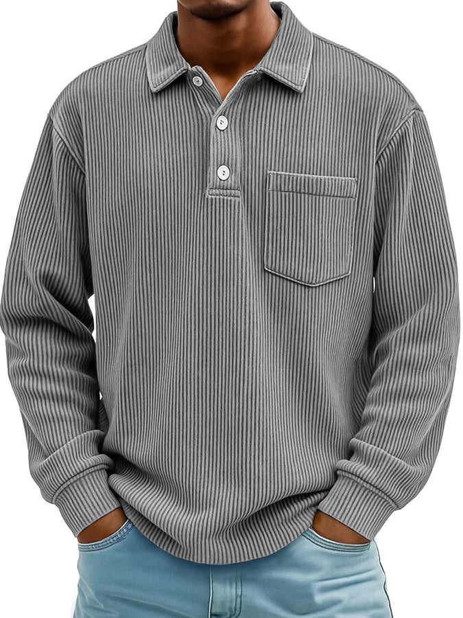 Men's Vintage Corduroy Pocket Polo Shirt