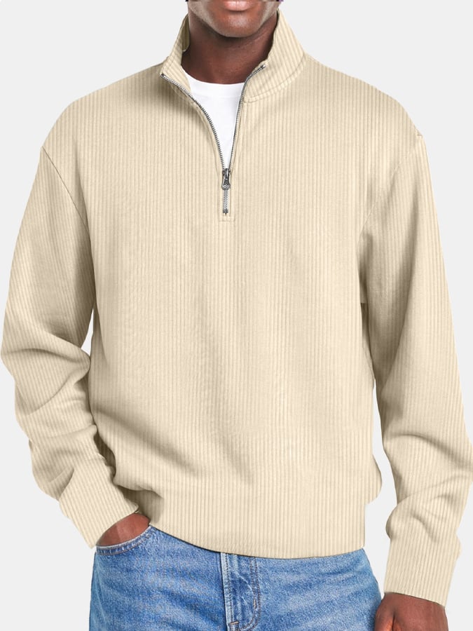Men's Retro Ridge Zipper Stand Collar Sweatshirt