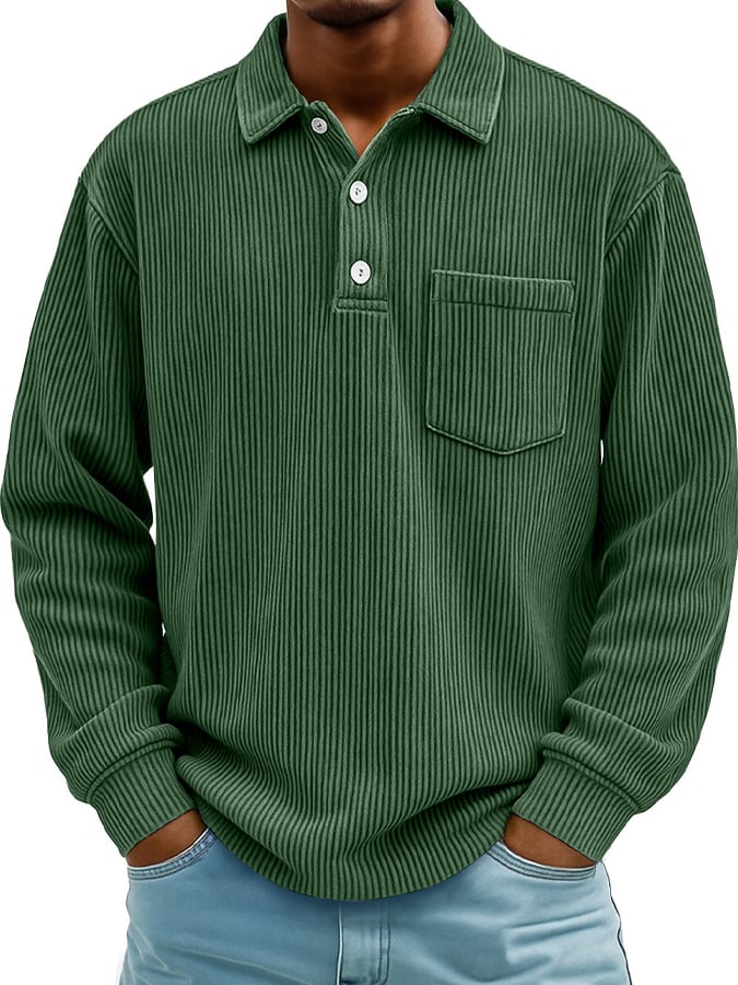 Men's Vintage Corduroy Pocket Polo Shirt