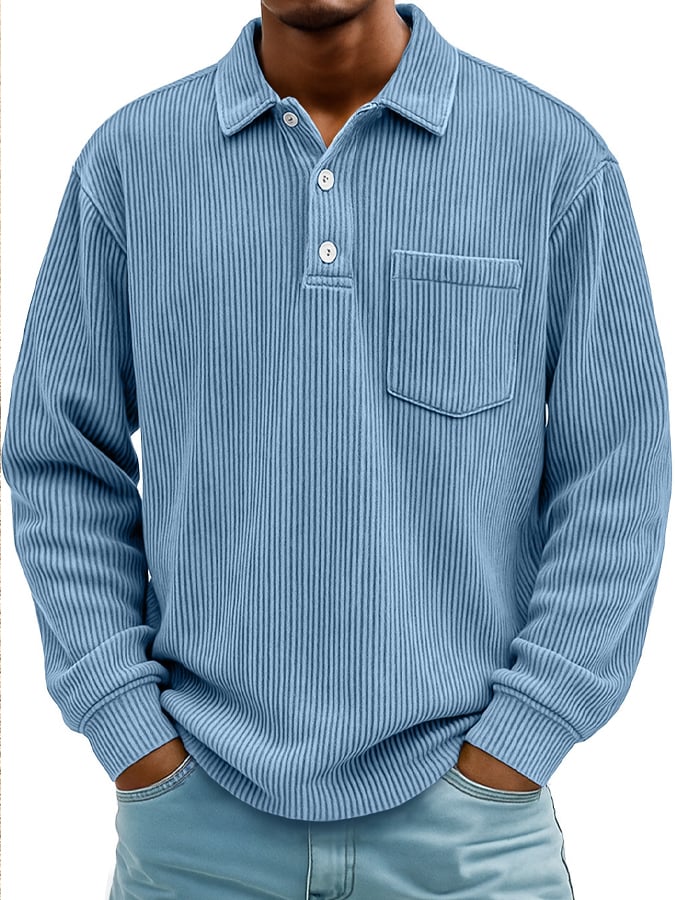 Men's Vintage Corduroy Pocket Polo Shirt