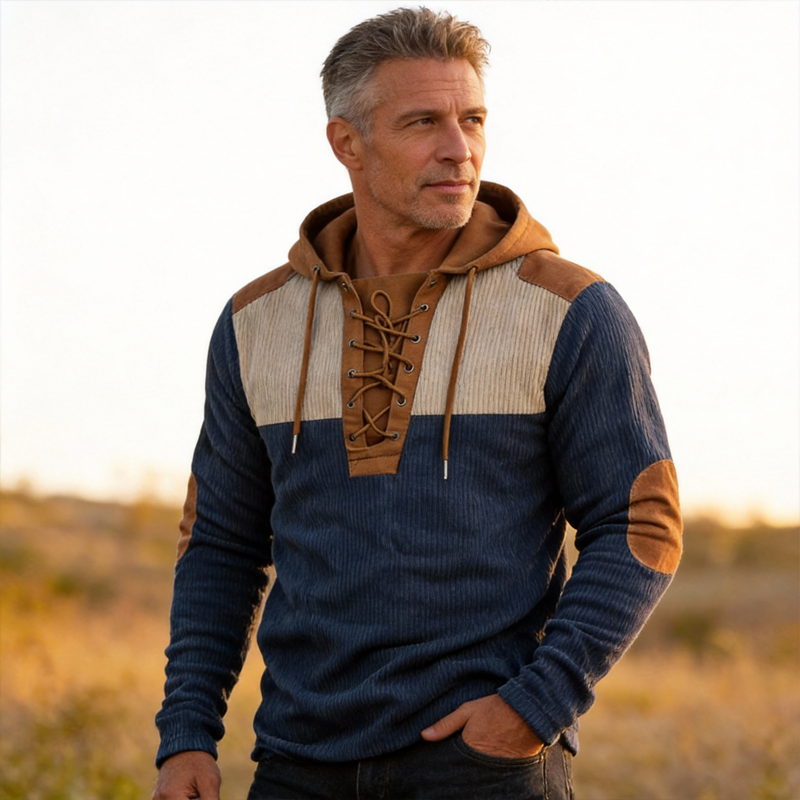 ⏰Promotion 50% OFF -Men’s Retro Lace-Up Hooded Pullover