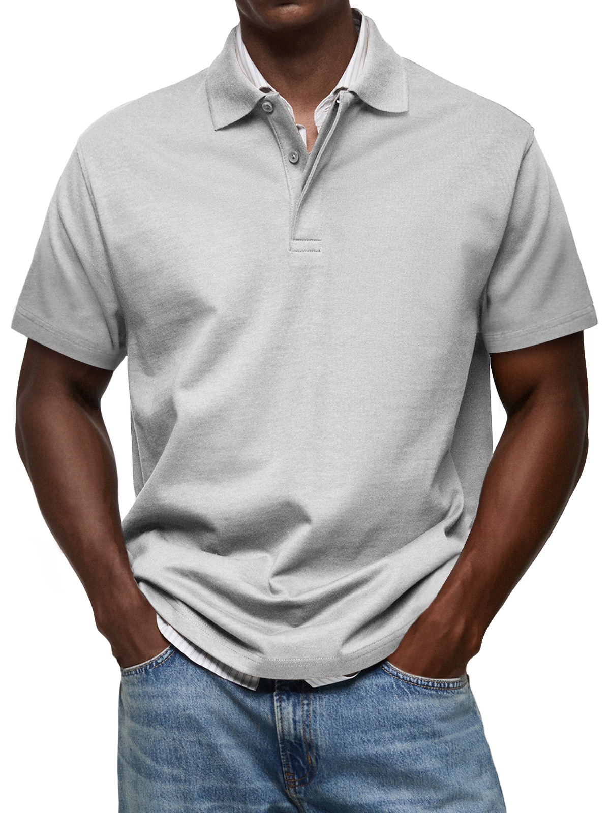 Men's Casual Lapel Button Up Comfortable Short Sleeve POLO Shirt