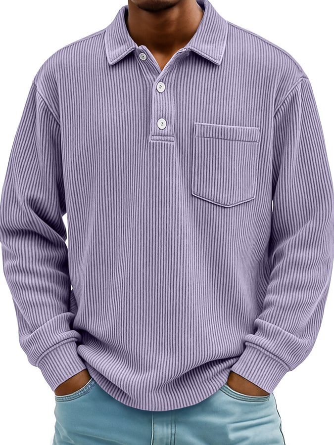 Men's Vintage Corduroy Pocket Polo Shirt