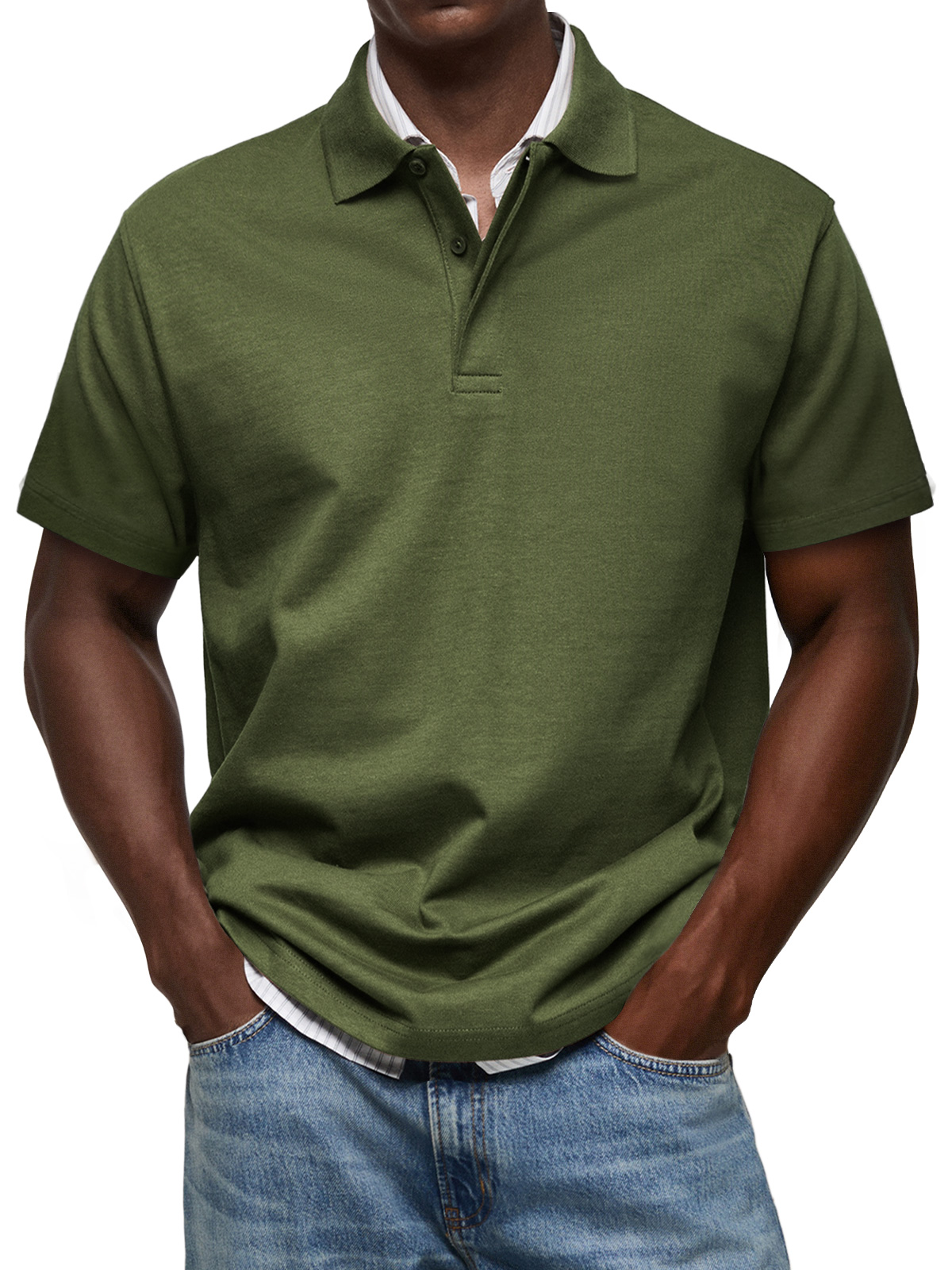 Men's Casual Lapel Button Up Comfortable Short Sleeve POLO Shirt