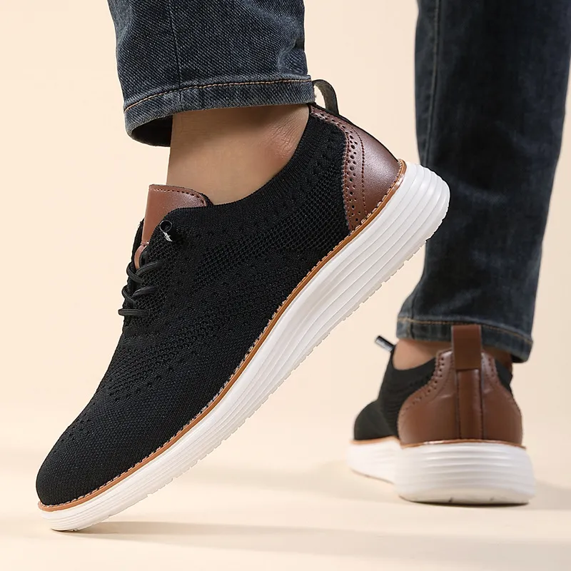 Men's knitted mesh breathable arch support casual sports shoes