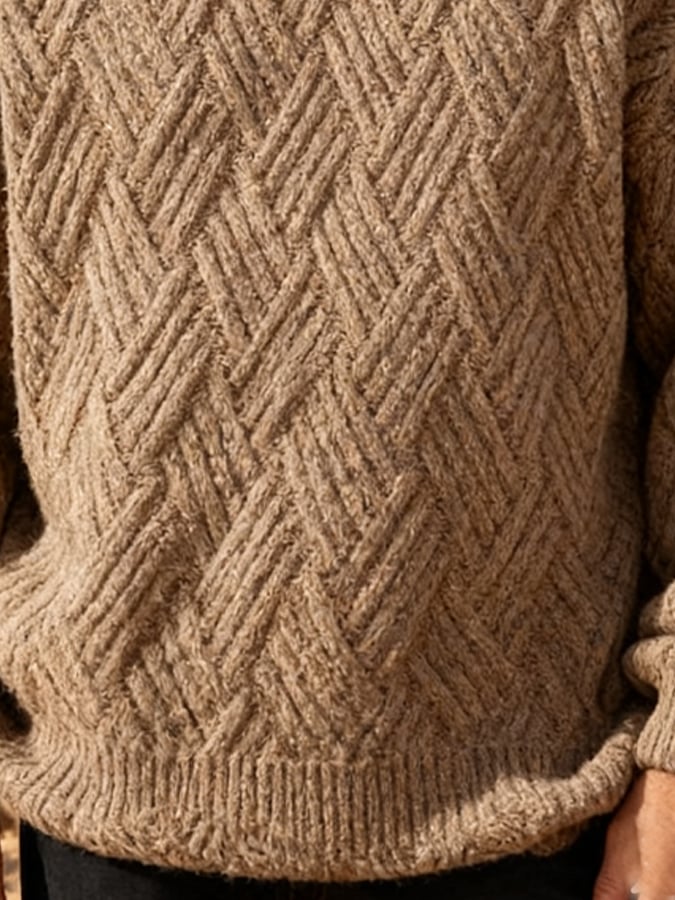 Men's Vintage Cable Knit Solid Color Sweater