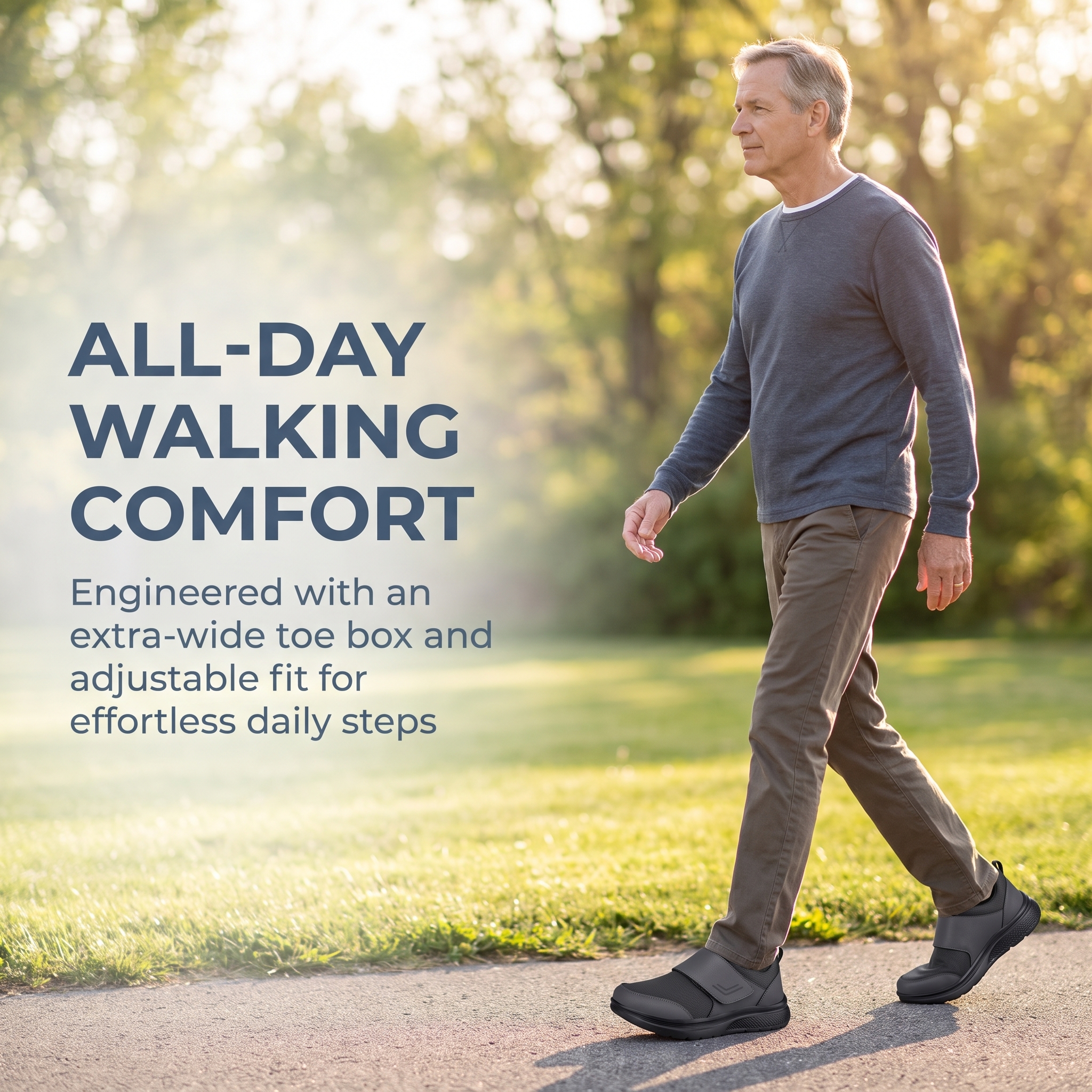 Maivage® Men’s Easy On‑Off Orthopedic Walking Shoes | Adjustable Hook‑and‑Loop Strap Sneakers