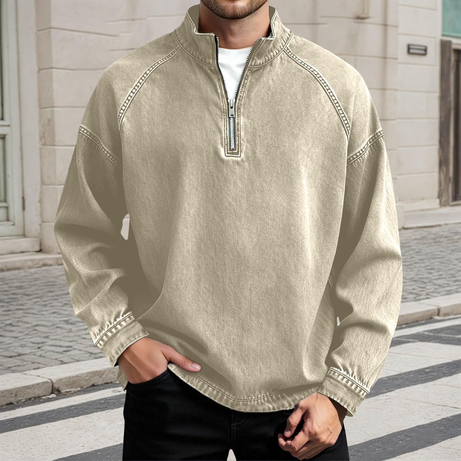 CLEARANCE SALE🔥- Men's Retro Fashion Stand Collar Long-Sleeve Top