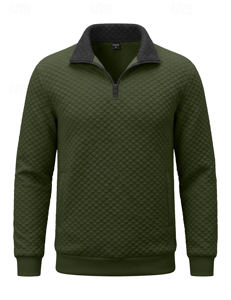 Pull matelassé à col zippé pour homme – Sweat-shirt confortable au quotidien