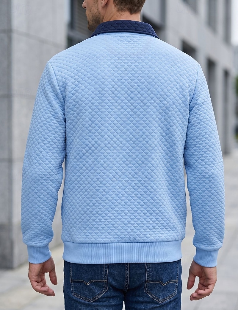 Pull matelassé à col zippé pour homme – Sweat-shirt confortable au quotidien