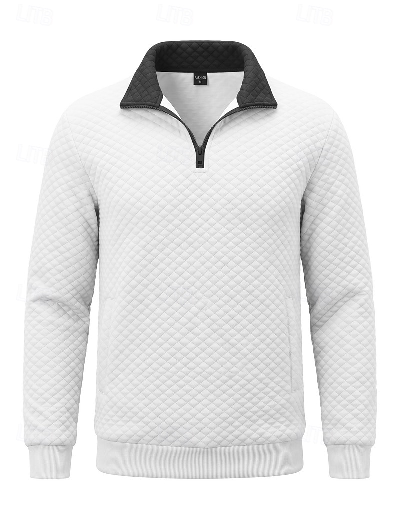 Pull matelassé à col zippé pour homme – Sweat-shirt confortable au quotidien