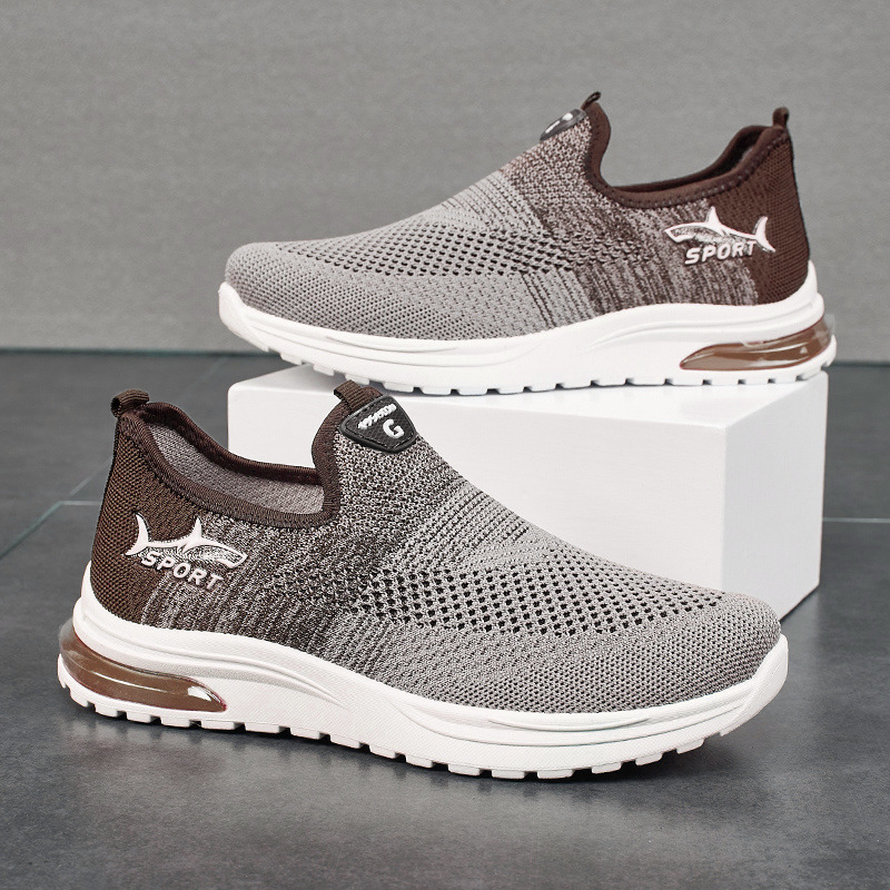 Men's Non-slip Breathable Casual Shoes - Lightweight Soft Sole Foot Shoes, Flying Knit Sneakers